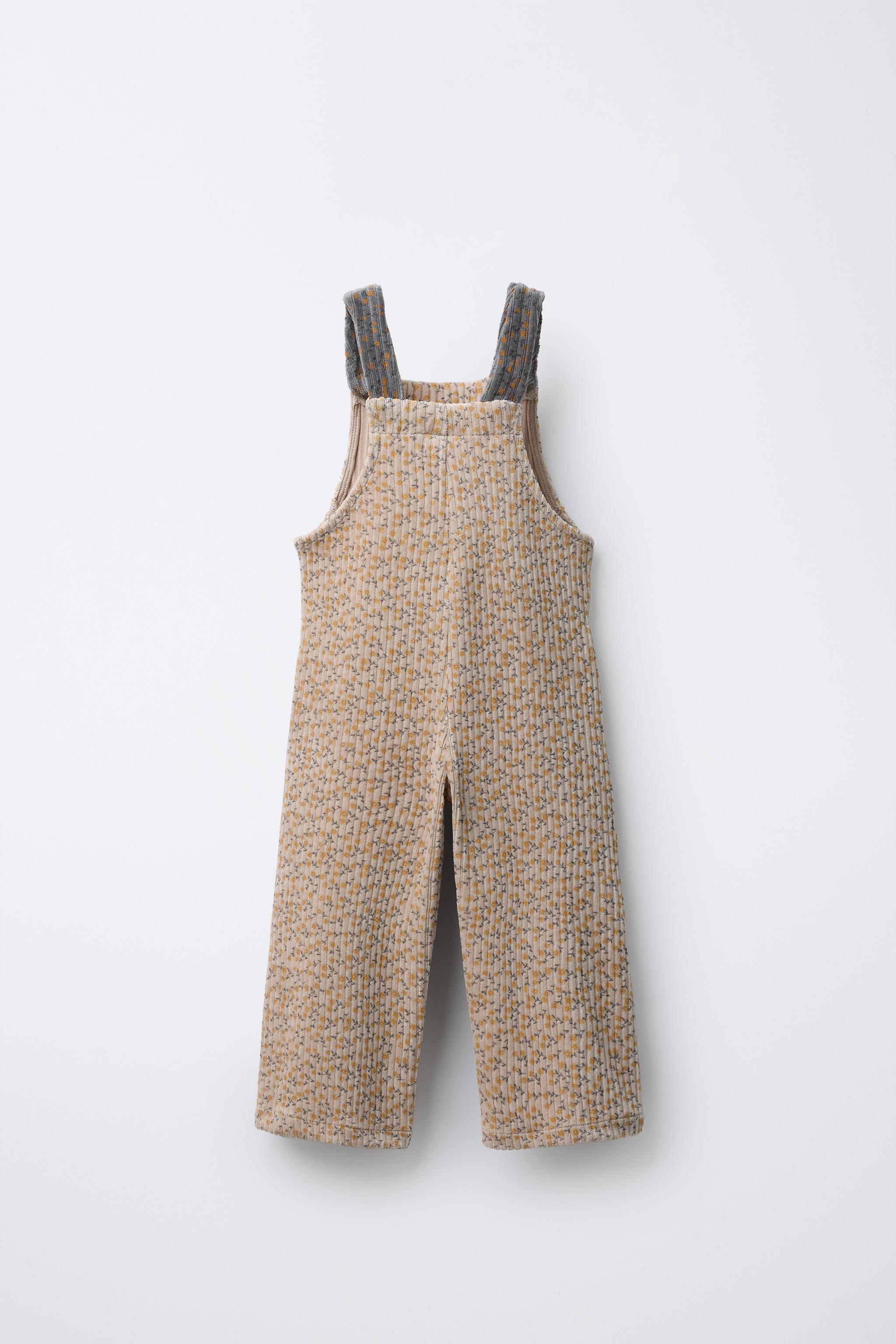 LONG FLORAL CORDUROY OVERALLS